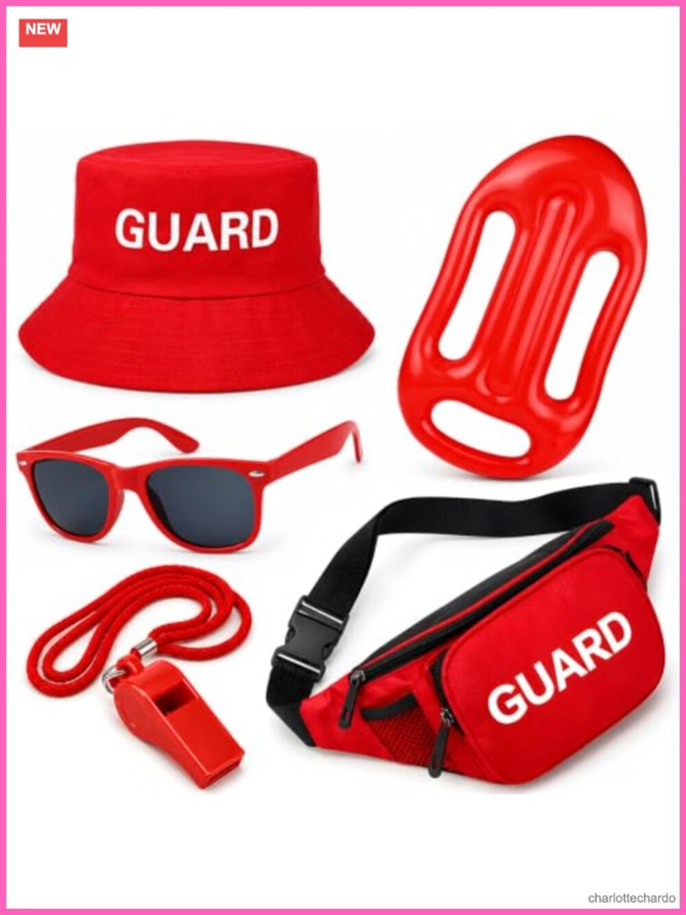 5 Pc Guard Costume Set Hat Sunglasses Fanny Pack Whistle Party Dress Up